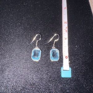 Blue/Turquoise and Silver Tone Dangle Fashion Earrings